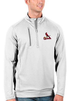 Antigua St Louis Cardinals Mens White Generation Series Long Sleeve Qtr Zip Pullover