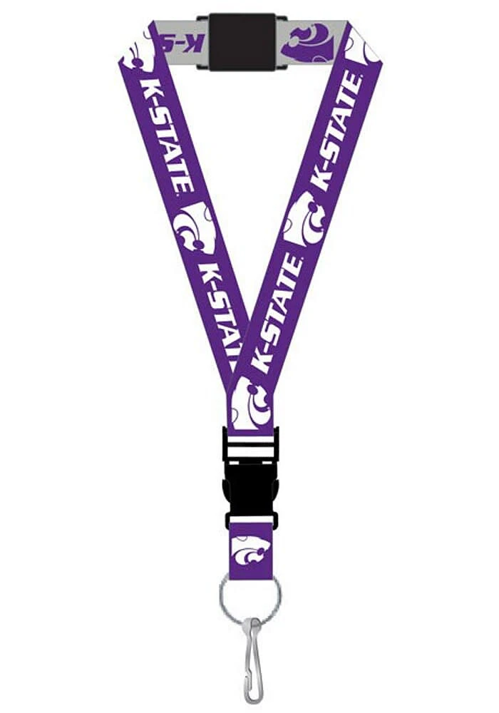 K-State Wildcats Purple, Silver Reversible Buckle Lanyard - Purple