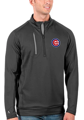 Antigua Chicago Cubs Mens Grey Generation Long Sleeve Qtr Zip Pullover