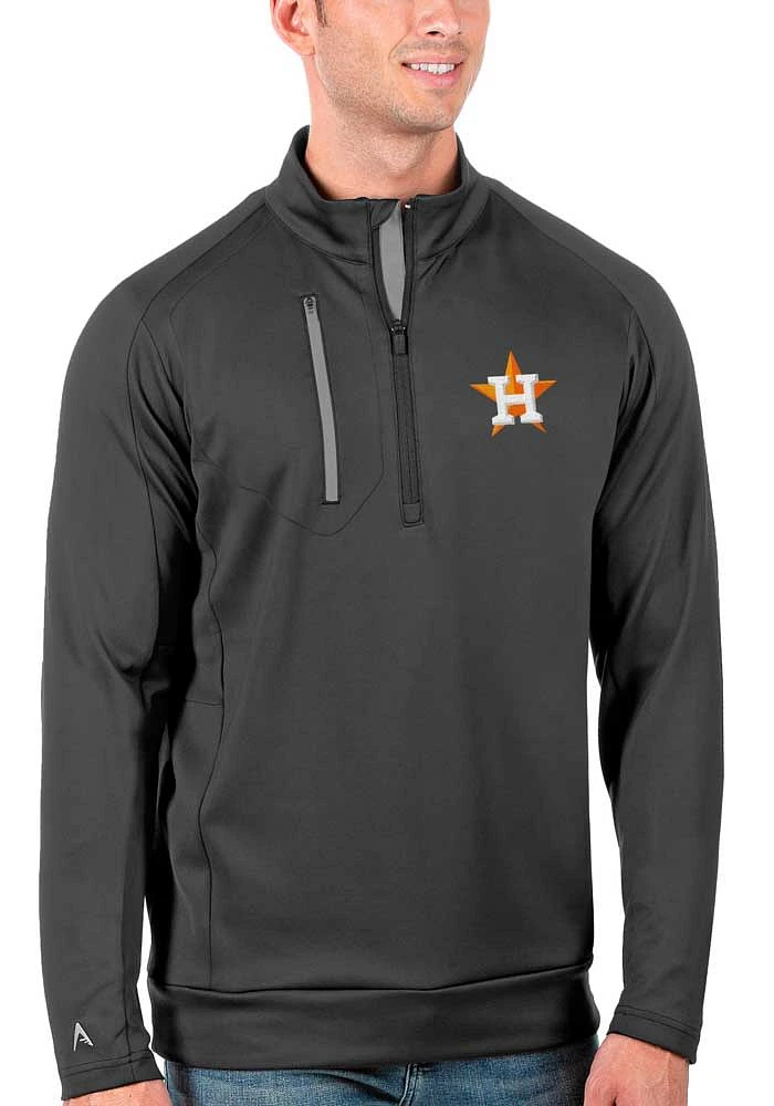 Antigua Houston Astros Mens Generation Long Sleeve Qtr Zip Pullover