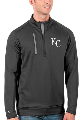 Antigua Kansas City Royals Mens Grey Generation Long Sleeve Qtr Zip Pullover