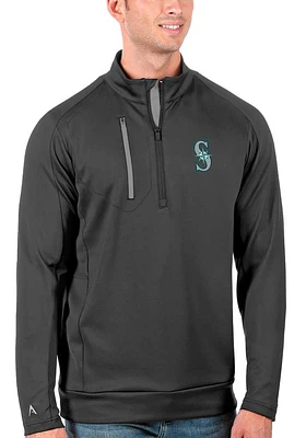 Antigua Seattle Mariners Mens Grey Generation Long Sleeve Qtr Zip Pullover