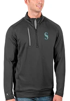Antigua Seattle Mariners Mens Grey Generation Long Sleeve Qtr Zip Pullover