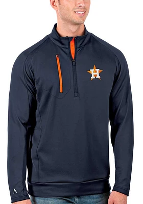 Antigua Houston Astros Mens Navy Blue Generation Long Sleeve Qtr Zip Pullover