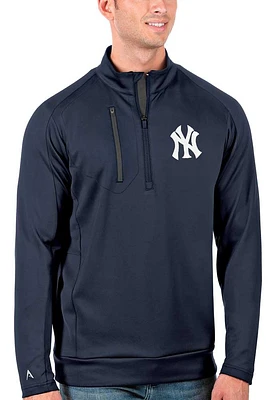 Antigua New York Yankees Mens Navy Blue Generation Style Long Sleeve Qtr Zip Pullover