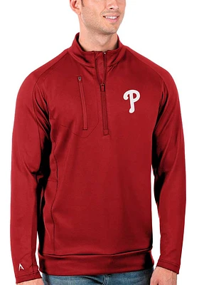 Antigua Philadelphia Phillies Mens Generation Long Sleeve Qtr Zip Pullover