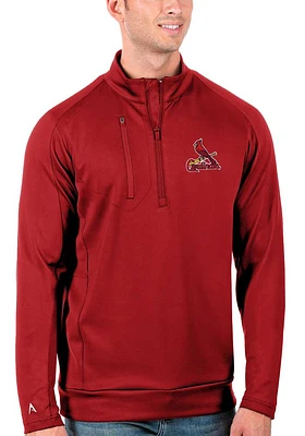 Antigua St Louis Cardinals Mens Red Generation Long Sleeve Qtr Zip Pullover