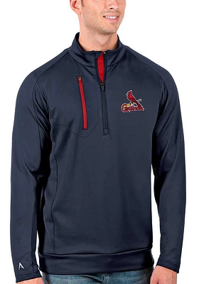 Antigua St Louis Cardinals Mens Navy Blue Generation Long Sleeve Qtr Zip Pullover