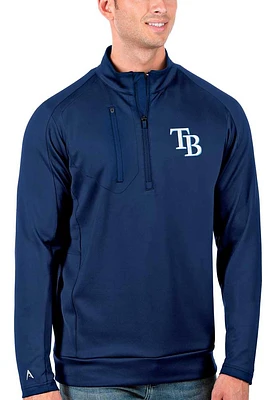 Antigua Tampa Bay Rays Mens Blue Generation Long Sleeve Qtr Zip Pullover