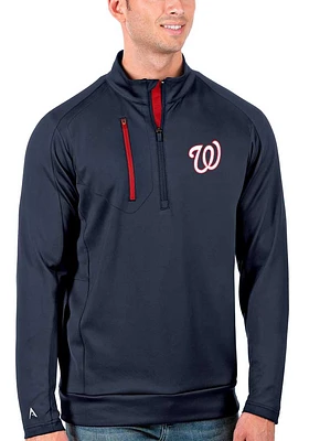 Antigua Washington Nationals Mens Navy Blue Generation Long Sleeve Qtr Zip Pullover