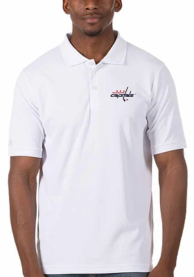 Antigua Washington Capitals Mens White Legacy Pique Short Sleeve Polo