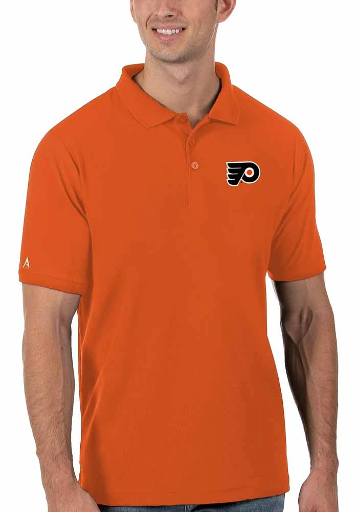 Antigua Philadelphia Flyers Mens Orange Legacy Pique Logo Short Sleeve Polo