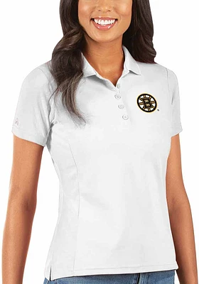 Antigua Boston Bruins Womens Legacy Pique Short Sleeve Polo Shirt