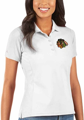 Antigua Chicago Blackhawks Womens Legacy Pique Short Sleeve Polo Shirt