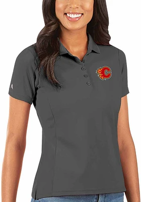Antigua Calgary Flames Womens Legacy Pique Short Sleeve Polo Shirt