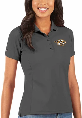 Antigua Nashville Predators Womens Grey Legacy Pique Short Sleeve Polo Shirt