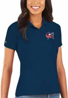 Antigua Columbus Blue Jackets Womens Navy Legacy Pique Short Sleeve Polo Shirt