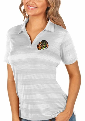 Antigua Chicago Blackhawks Womens Compass Short Sleeve Polo Shirt