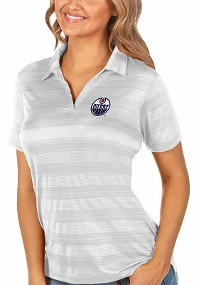 Antigua Edmonton Oilers Womens Compass Short Sleeve Polo Shirt