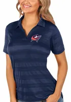 Antigua Columbus Blue Jackets Womens Navy Compass Short Sleeve Polo Shirt