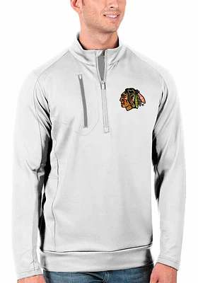 Antigua Chicago Blackhawks Mens Generation Long Sleeve Qtr Zip Pullover