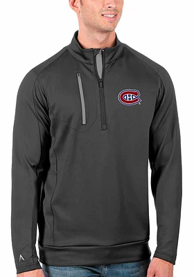 Antigua Montreal Canadiens Mens Grey Generation Long Sleeve Qtr Zip Pullover