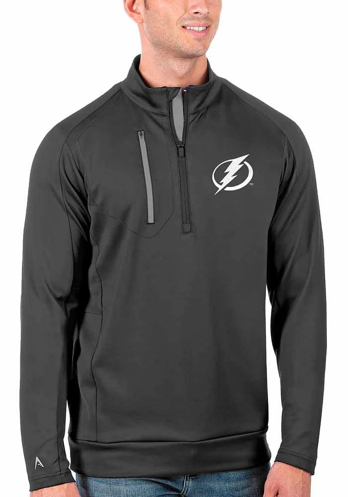 Antigua Tampa Bay Lightning Mens Grey Generation Long Sleeve Qtr Zip Pullover