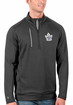 Antigua Toronto Maple Leafs Mens Grey Generation Long Sleeve Qtr Zip Pullover