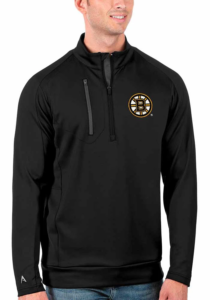 Antigua Boston Bruins Mens Generation Long Sleeve Qtr Zip Pullover