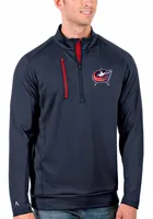 Antigua Columbus Blue Jackets Mens Navy Generation Long Sleeve Qtr Zip Pullover