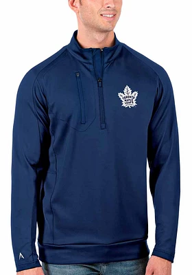 Antigua Toronto Maple Leafs Mens Blue Generation Long Sleeve Qtr Zip Pullover
