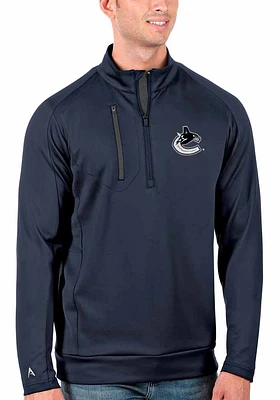 Antigua Vancouver Canucks Mens Navy Blue Generation Long Sleeve Qtr Zip Pullover