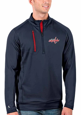 Antigua Washington Capitals Mens Navy Blue Generation Long Sleeve Qtr Zip Pullover