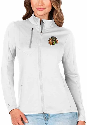 Antigua Chicago Blackhawks Womens White Logo Generation Light Weight Jacket
