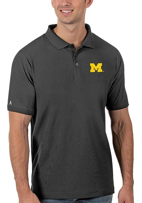 Antigua Michigan Wolverines Mens Legacy Pique Short Sleeve Polo