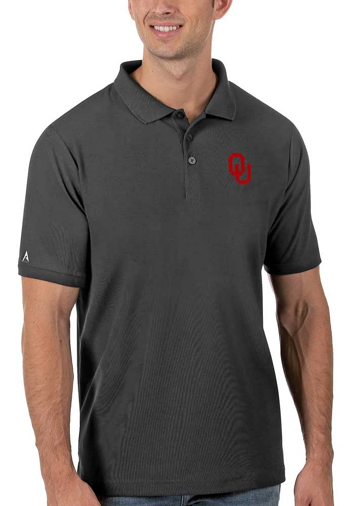 Antigua Oklahoma Sooners Mens Legacy Pique Short Sleeve Polo
