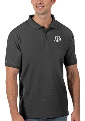 Antigua Texas A&M Aggies Mens Grey Legacy Pique Short Sleeve Polo