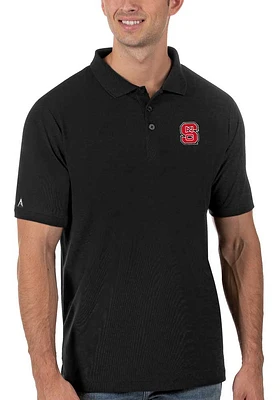 Antigua NC State Wolfpack Mens Black Legacy Pique Short Sleeve Polo