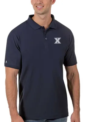 Antigua Xavier Musketeers Mens Navy Blue Legacy Pique Short Sleeve Polo