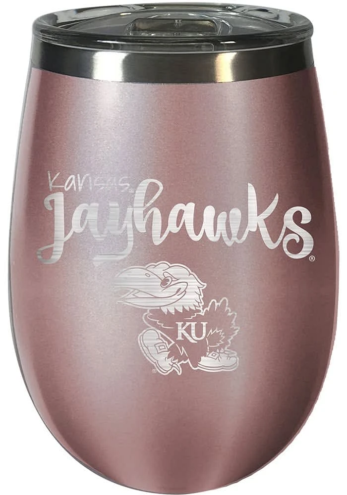 Kansas Jayhawks 10oz Rose Stemless Wine Stainless Steel Stemless - Pink
