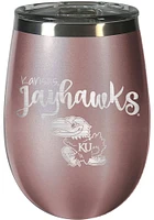 Kansas Jayhawks 10oz Rose Stemless Wine Stainless Steel Stemless - Pink