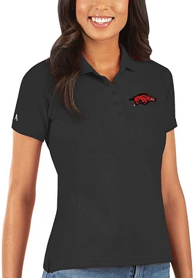 Antigua Arkansas Razorbacks Womens Legacy Pique Short Sleeve Polo Shirt