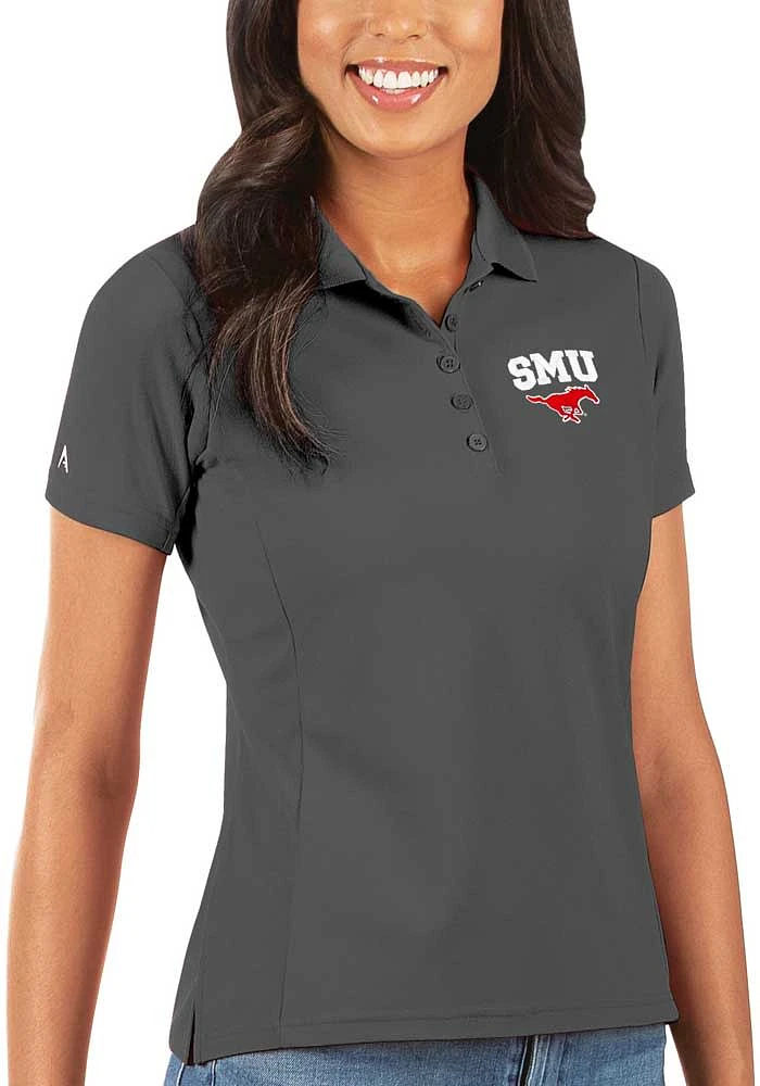 Antigua SMU Mustangs Womens Legacy Pique Short Sleeve Polo Shirt