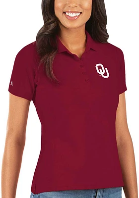 Antigua Oklahoma Sooners Womens Legacy Pique Short Sleeve Polo Shirt