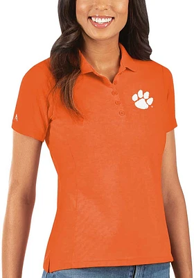 Antigua Clemson Tigers Womens Legacy Pique Short Sleeve Polo Shirt