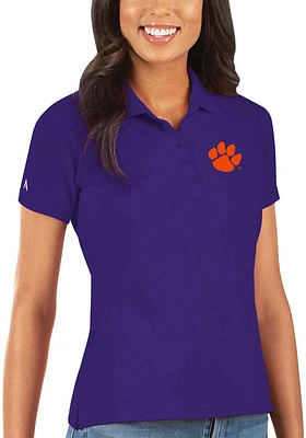Antigua Clemson Tigers Womens Legacy Pique Short Sleeve Polo Shirt