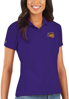 Antigua Northern Iowa Panthers Womens Legacy Pique Short Sleeve Polo Shirt