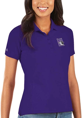 Womens Northwestern Wildcats Antigua Legacy Pique Short Sleeve Polo Shirt