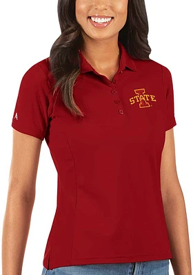 Antigua Iowa State Cyclones Womens Legacy Pique Short Sleeve Polo Shirt
