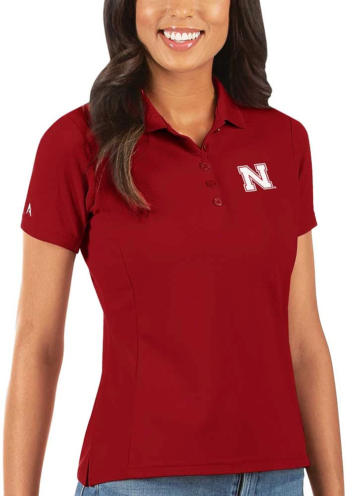 Womens Nebraska Cornhuskers Antigua Legacy Pique Short Sleeve Polo Shirt